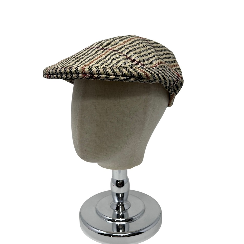 Lock & Co Hatters London Mens Plaid Tweed Flat Cap Vintage England Tan Newsboy
